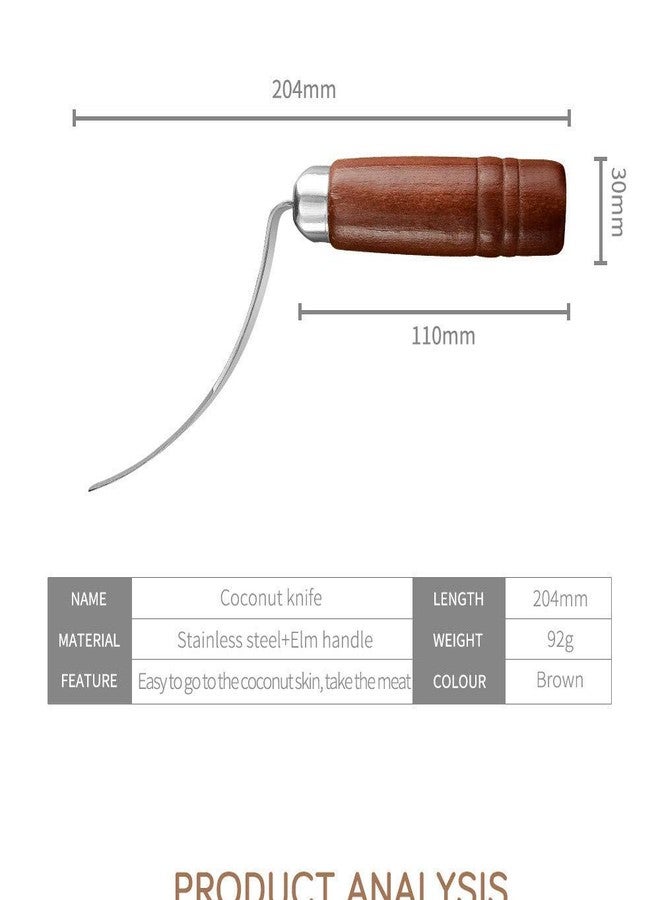 Hari Yoo-Neek- Fruit Cutter Creative Wooden Handle Coconut Cutter For Kitchen Home - Stainless Steel - Image 2